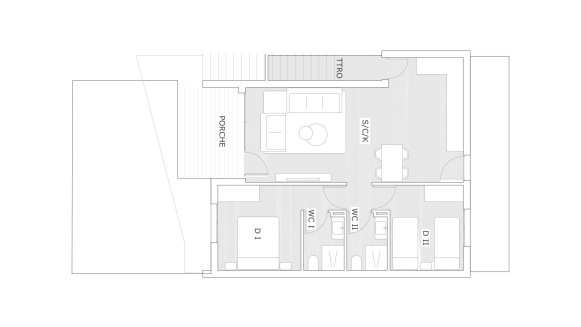 Bungalow floor plan, 2 bedrooms in HORIZON II No. 5 (2D)